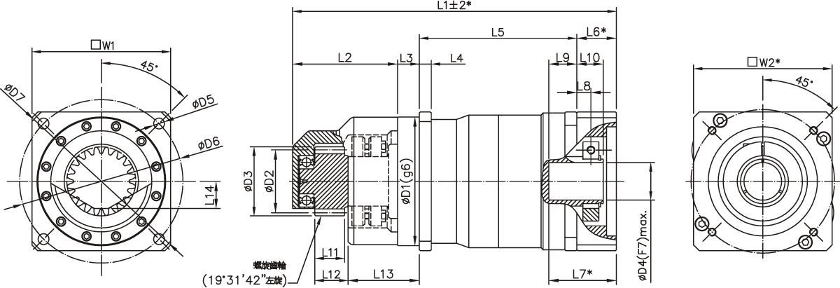 Structural dimensions of 2-stage ratio of HP hydraulic reduction gearbox Structural dimensions of 2-stage ratio of HP hydraulic reduction gearbox