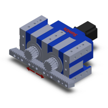 implementation rack drive with DMU backlash-free planetary gearbox